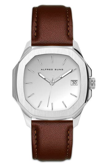 Alfred Sung Three-hand Quartz Watch, 42mm In Brown