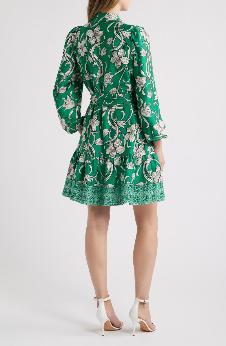 Anne Klein Floral Long Sleeve Tiered Shirtdress, Alternate, color, 