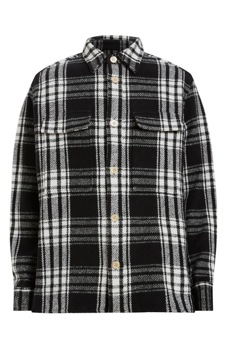 AllSaints Imber Relaxed Fit Check Overshirt, Alternate, color, Black/ Ecru White