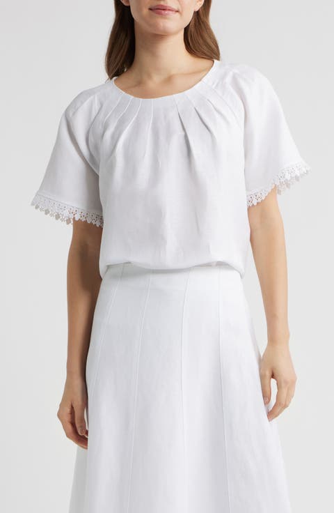 Anne Klein Pleat Short Sleeve Top