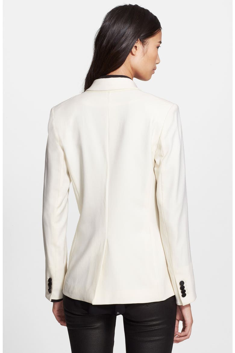 Piqué Suiting Jacket, Alternate, color, WHITE/ BLACK