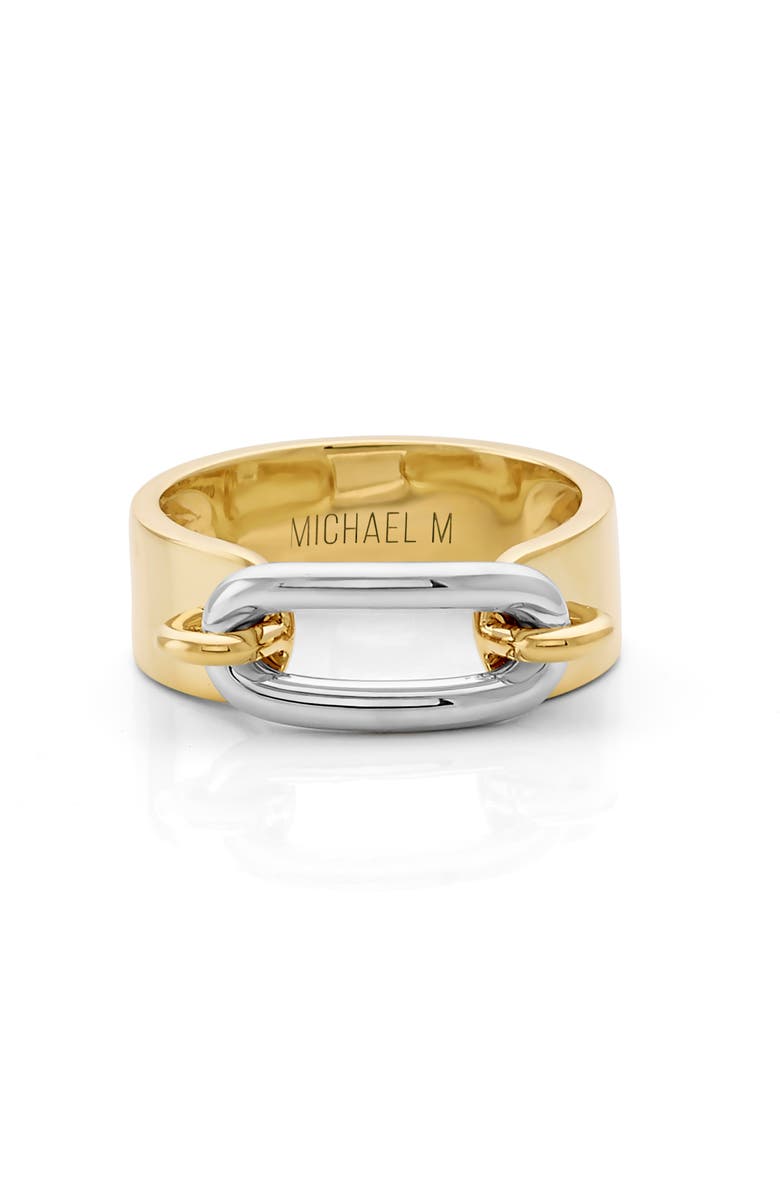 Michael M Luxe Link Two Tone Ring, Main, color, Yellow And White Gold