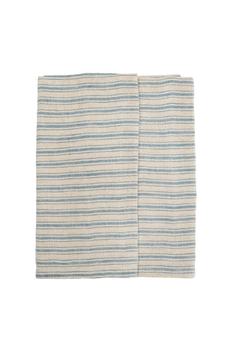Boat Stripe Linen Towels - Set of 2, Main, color, Natural/Blue 20" x 30"