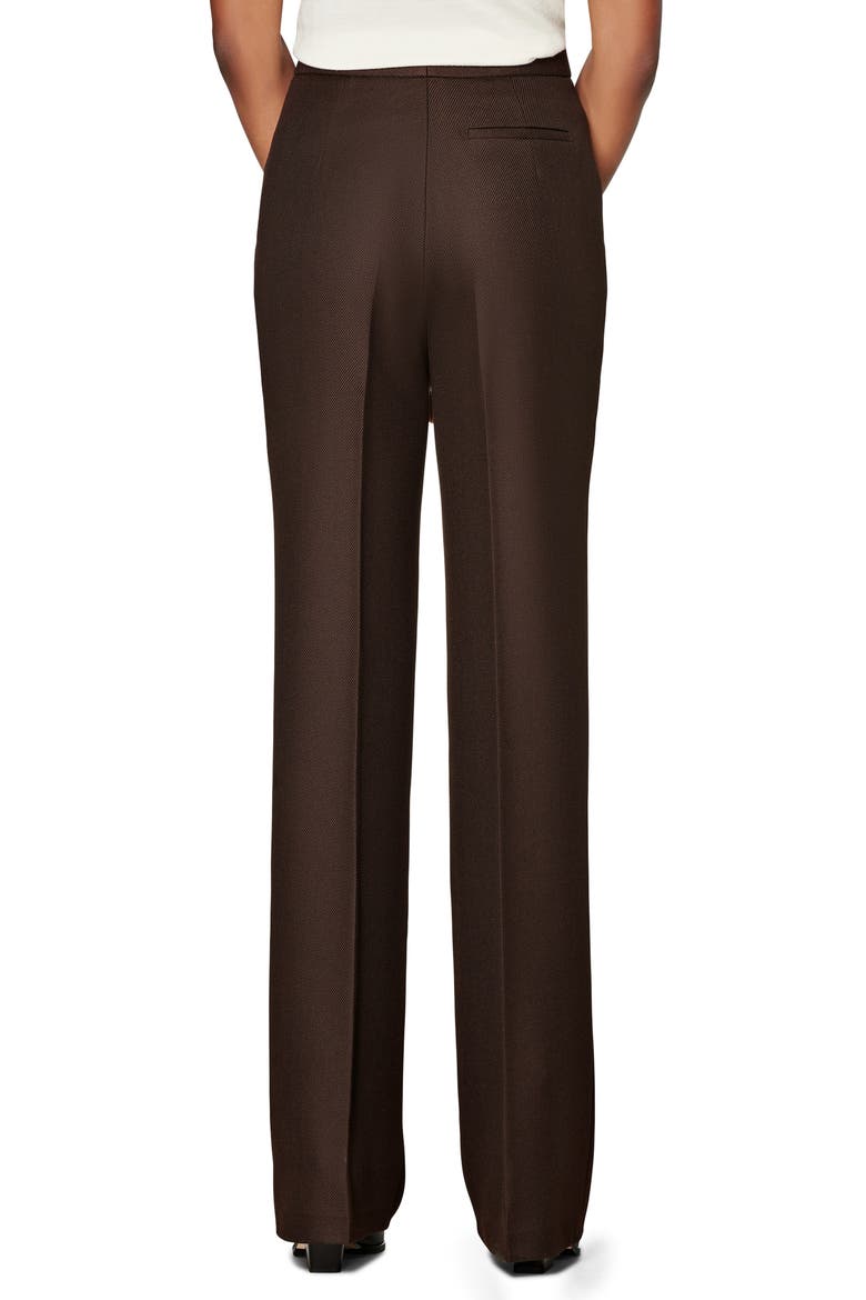 Ally Pintuck Seam Wool Trousers, Alternate, color, CHOCOLATE