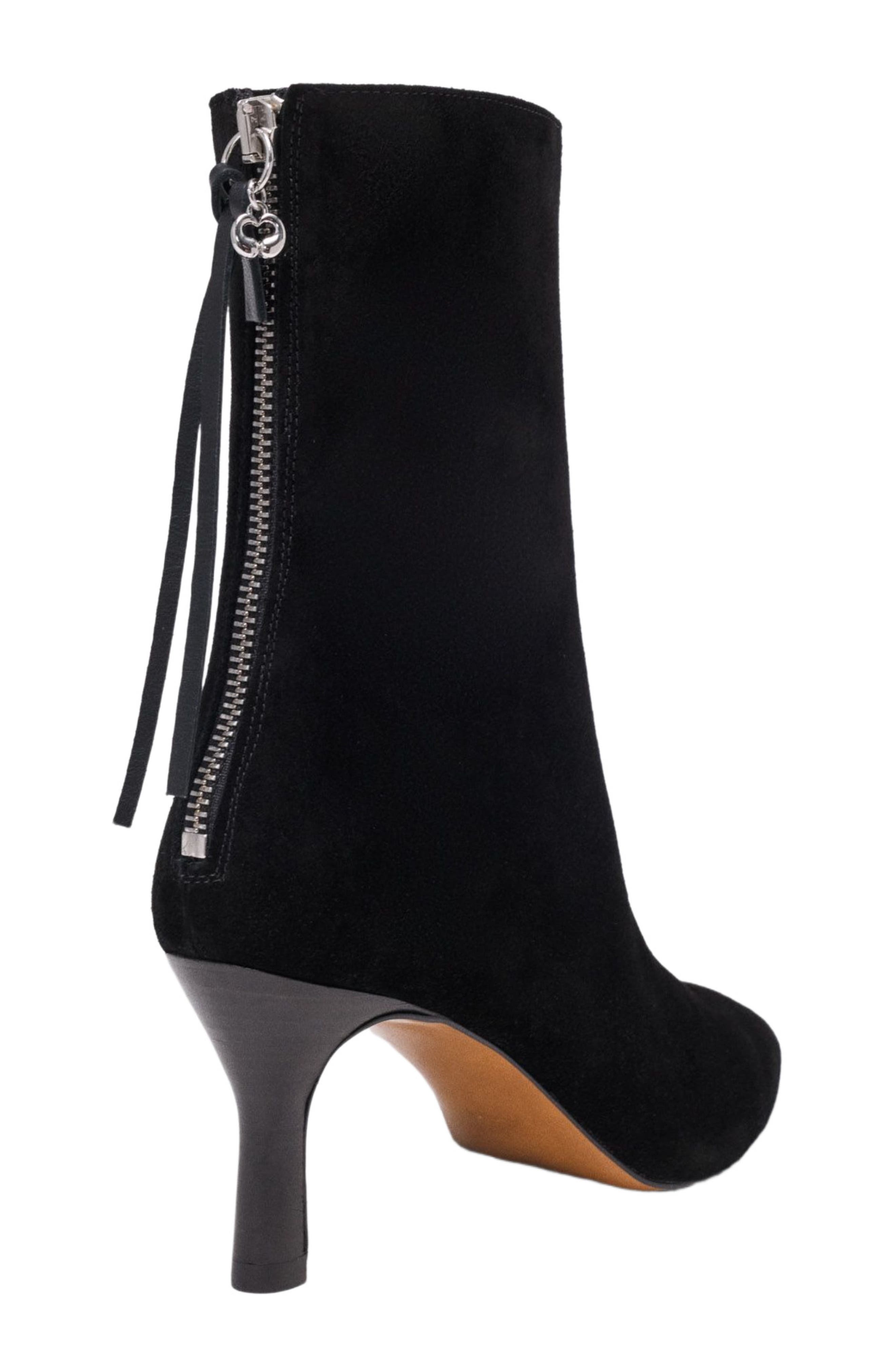 Pointed-toe suede ankle boots, Alternate, color, Black