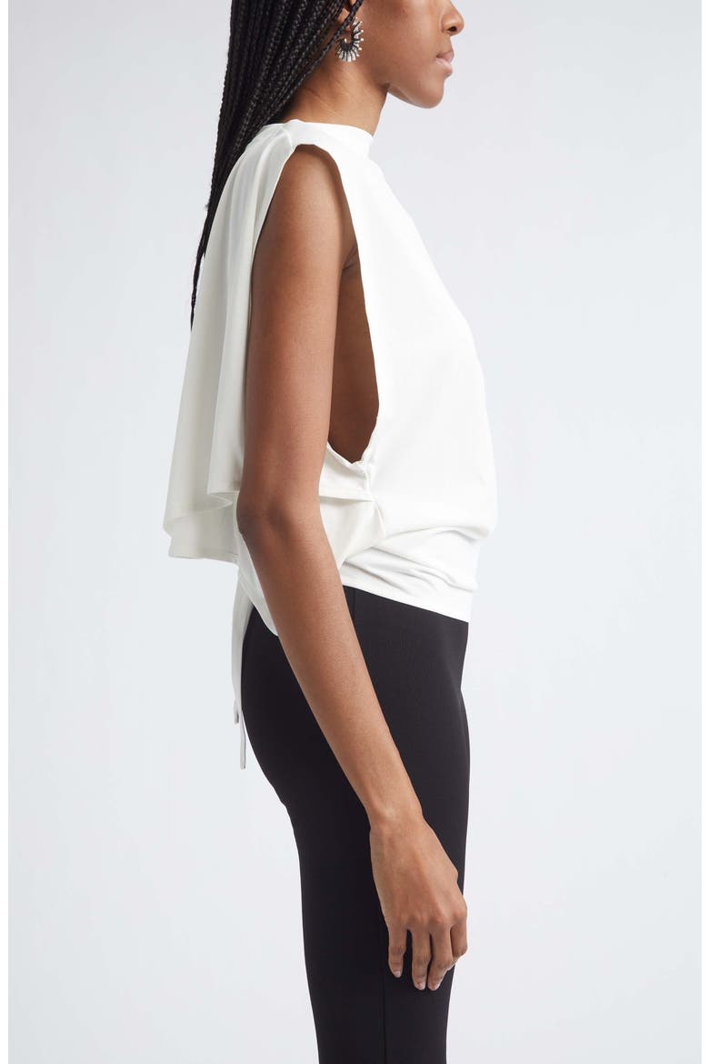 Le Moisson Draped Paper Jersey Apron Top, Alternate, color, WHITE