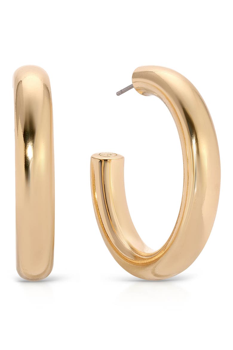 Medium Thick Classic Hoop Earrings, Main, color, GOLD