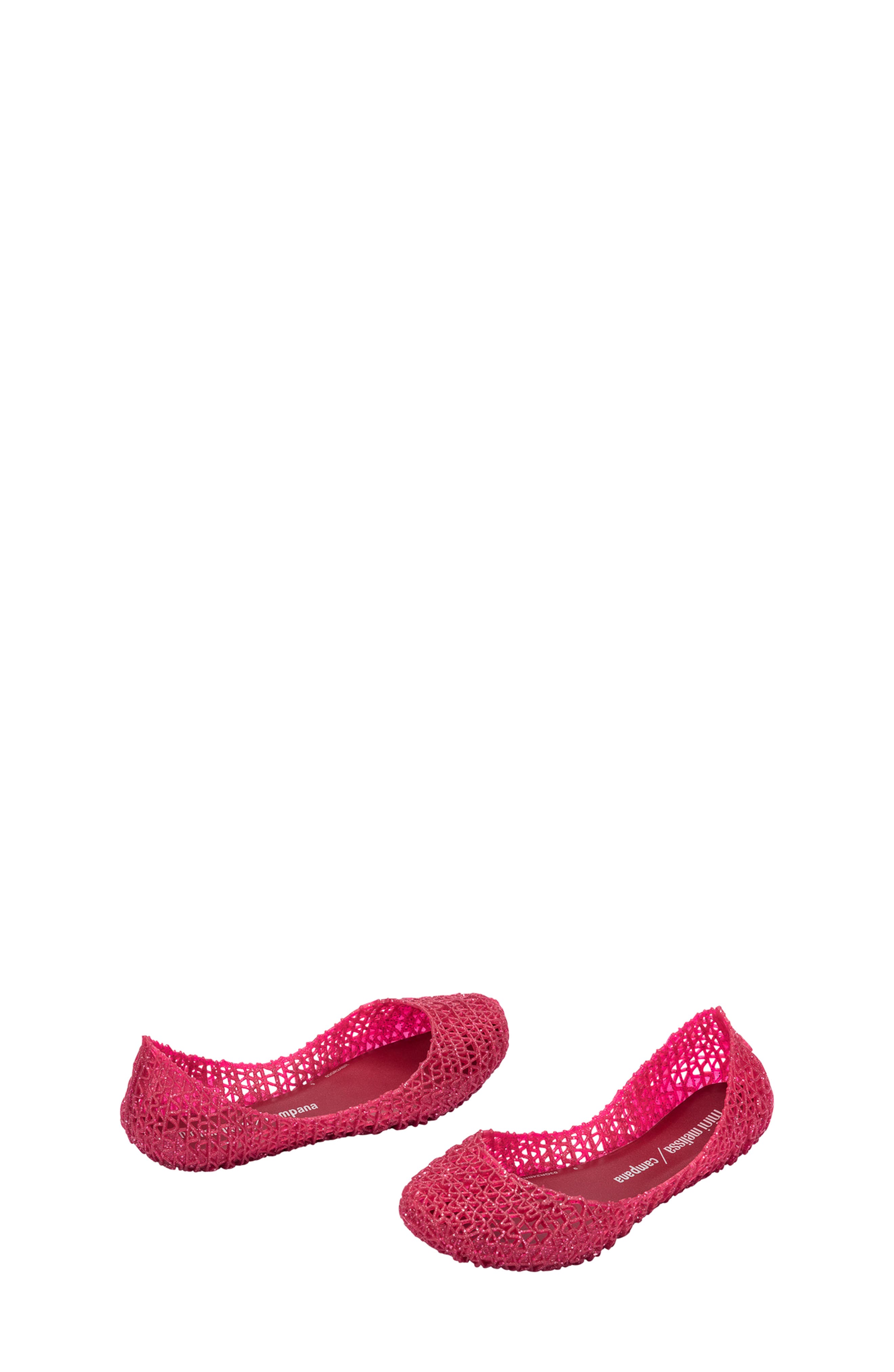 Mini Melissa Campana Zigzag Flat, Alternate, color, Red Glitter/ Silver