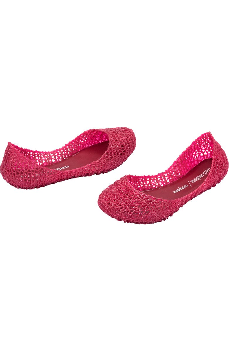 Mini Melissa Campana Zigzag Flat, Alternate, color, Red Glitter/ Silver