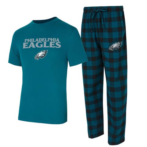 Men's Concepts Sport Midnight Green/Black Philadelphia Eagles Big & Tall Avondale T-Shirt & Flannel Pants Sleep Set