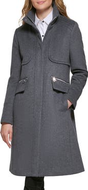 KARL LAGERFELD PARIS Officer Wool Blend Coat