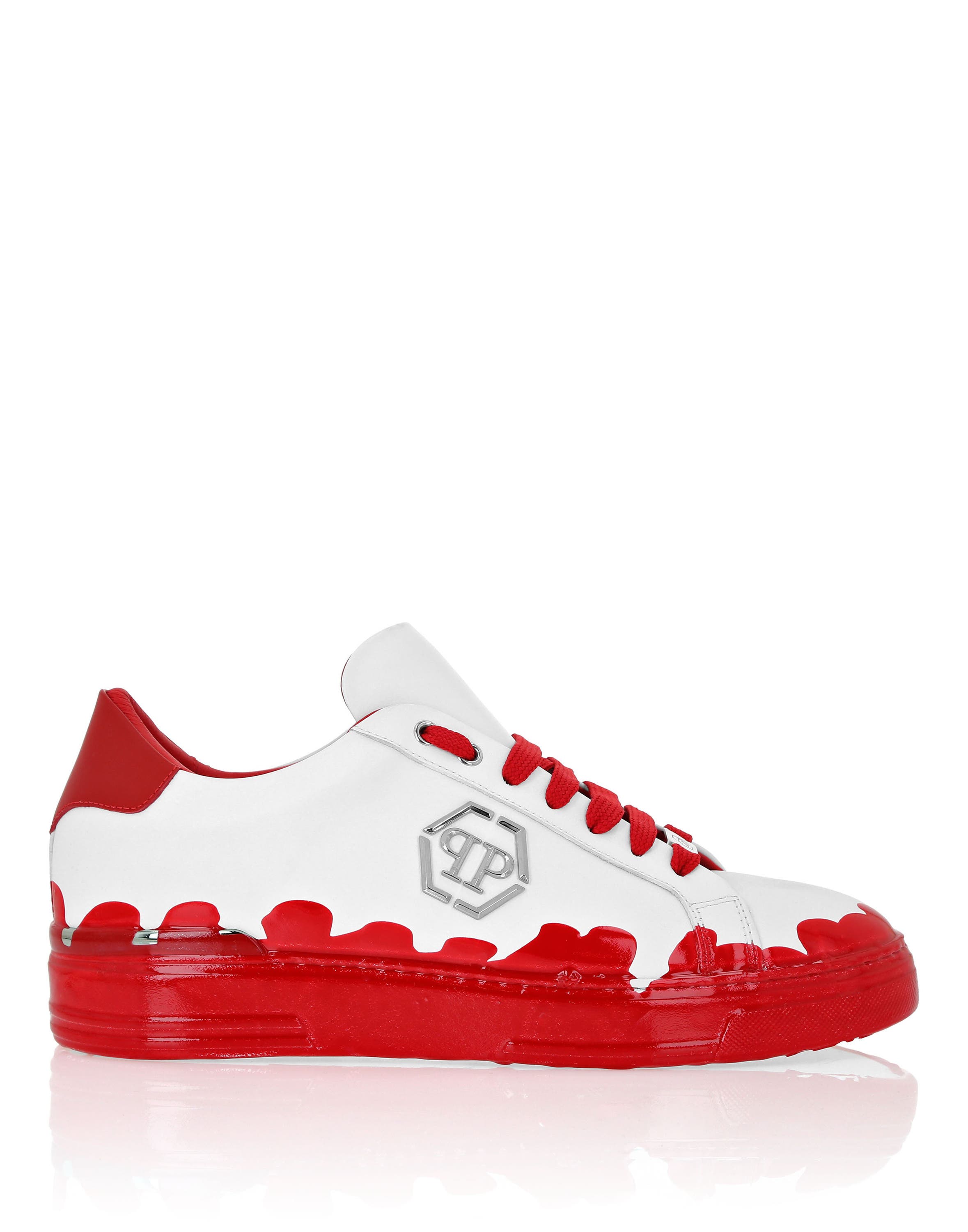 Nappa Leather Low Top Sneakers Carson Paint Unisex, Alternate, color, red