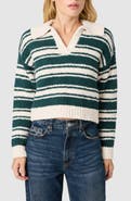 Lush Stripe Johnny Collar Crop Sweater