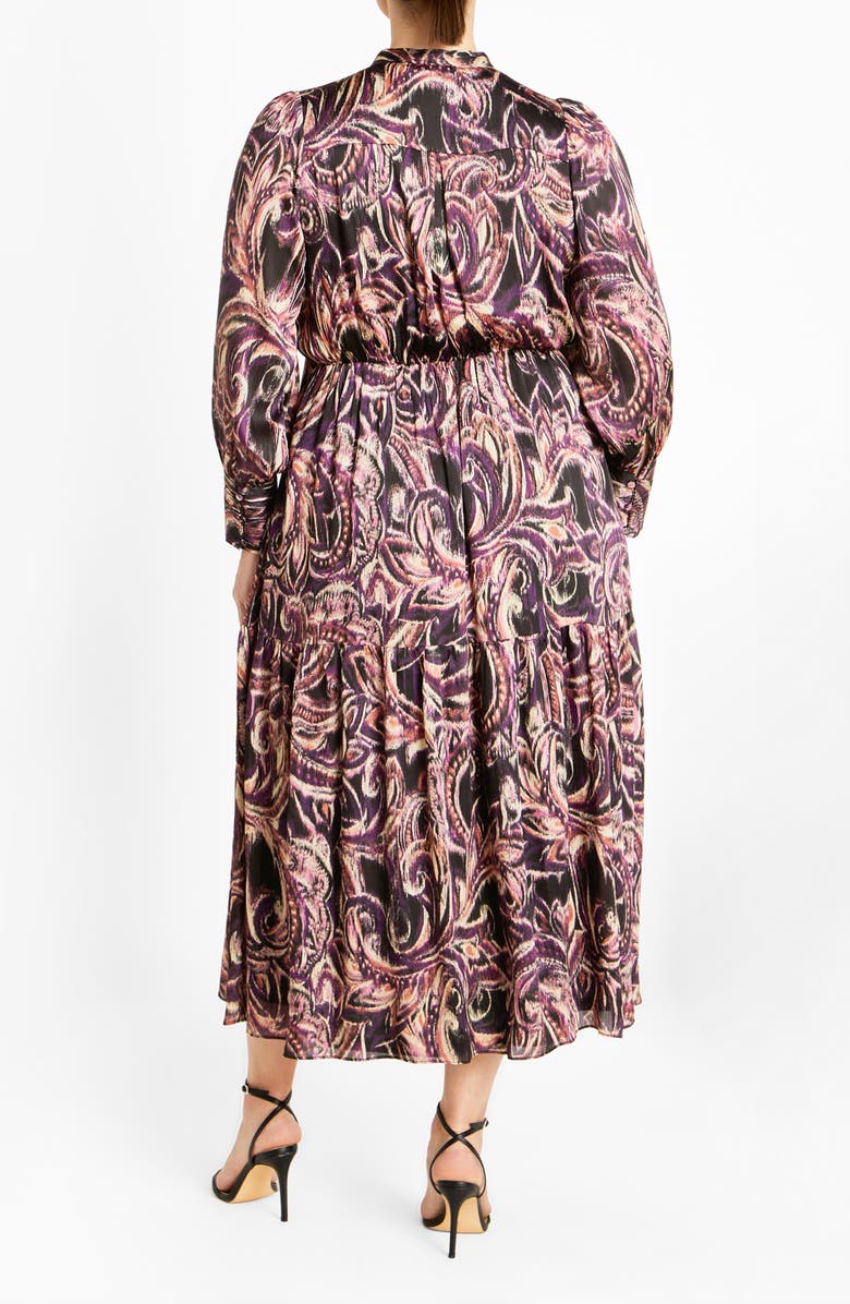 City Chic Amiyah Floral & Stripe Long Sleeve Maxi Dress, Alternate, color, Paisley