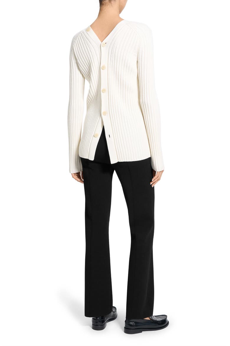 Rib Merino Wool Open Back Cardigan, Alternate, color, WHITE
