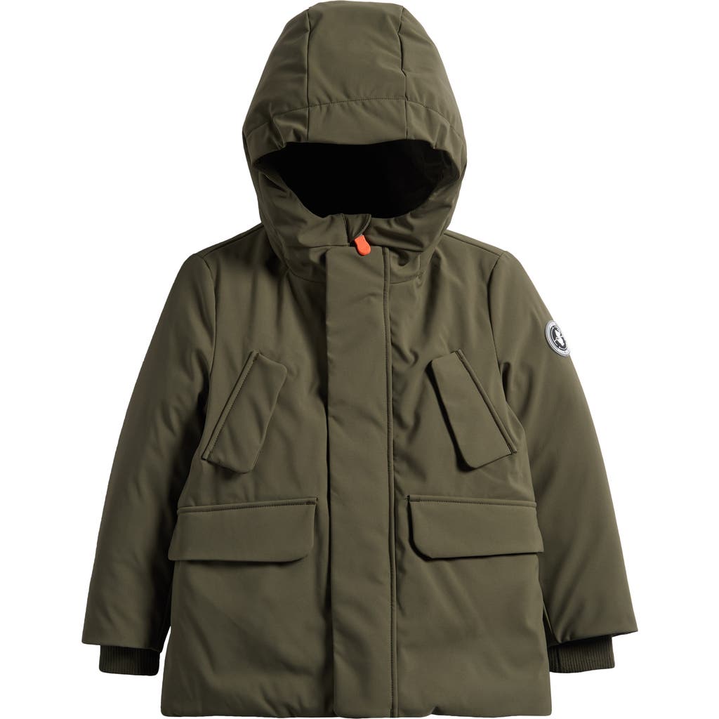Save The Duck Kids' Theo Water Repellent Hooded Parka In Green