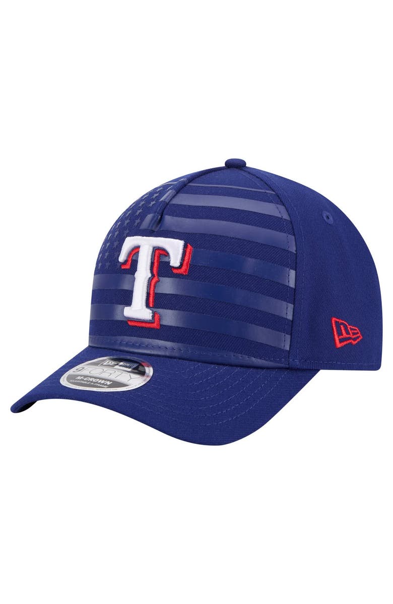 New Era Men's New Era Royal Texas Rangers American Flag 9FORTY M-Crown A-Frame Adjustable Hat, Main, color, Royal