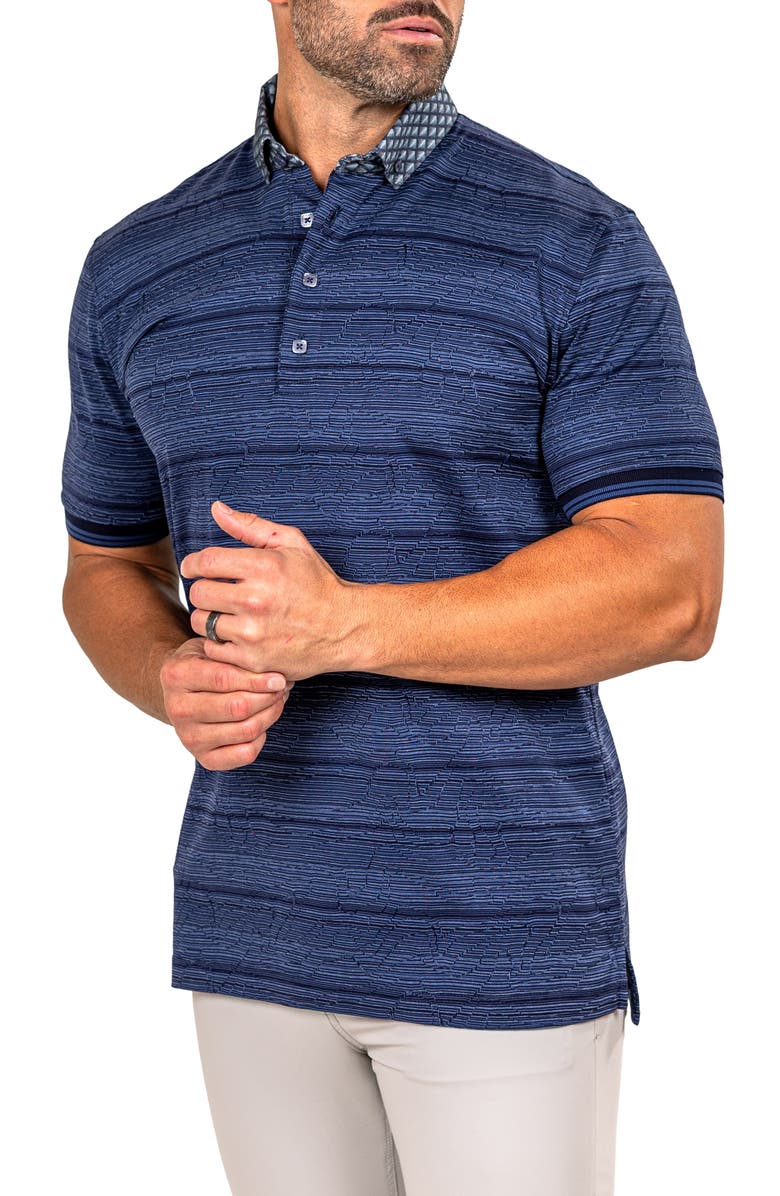 Maceoo Marthyr Stripe Contrast Collar Cotton Polo, Alternate, color,
