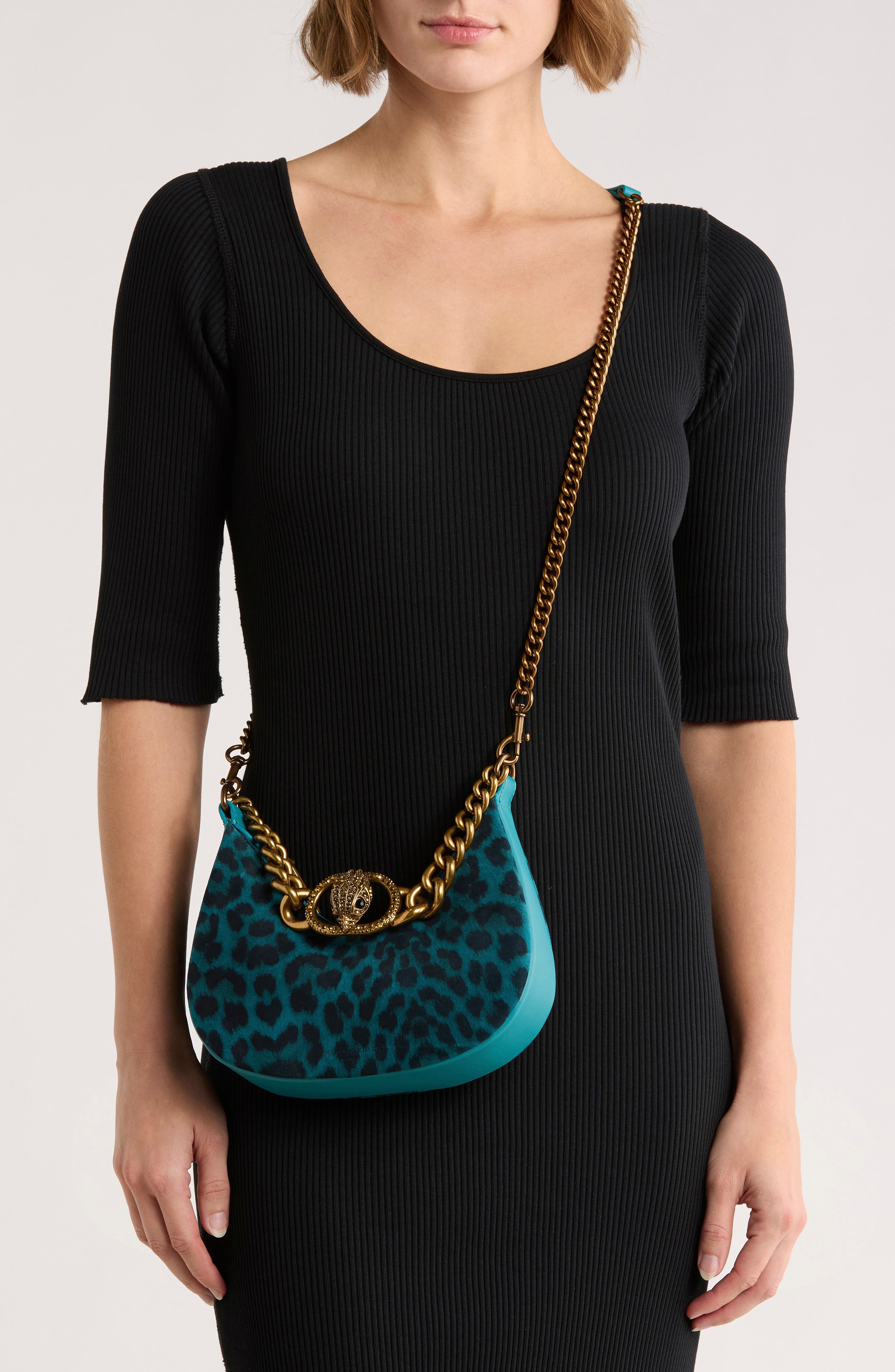 Kurt Geiger London Small Chelsea Chain Hobo Bag, Alternate, color, Blue Other