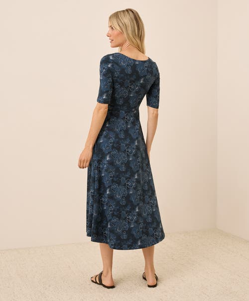 Pact Fit & Flare Signature Scoop Dress In Blue