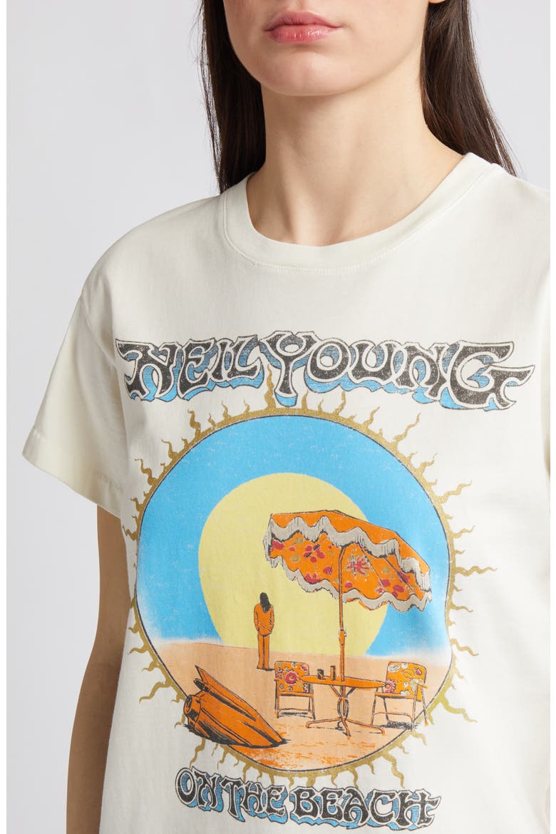 Neil Young On the Beach Cotton Graphic T-Shirt, Alternate, color, STONE VINTAGE