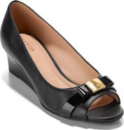 Cole Haan Go-To Malta Bow Peep Toe Wedge Pump