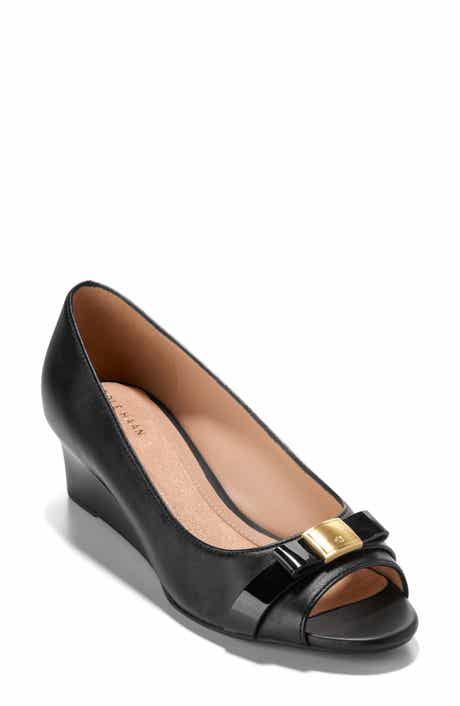 Cole Haan Go-To Malta Bow Peep Toe Wedge Pump