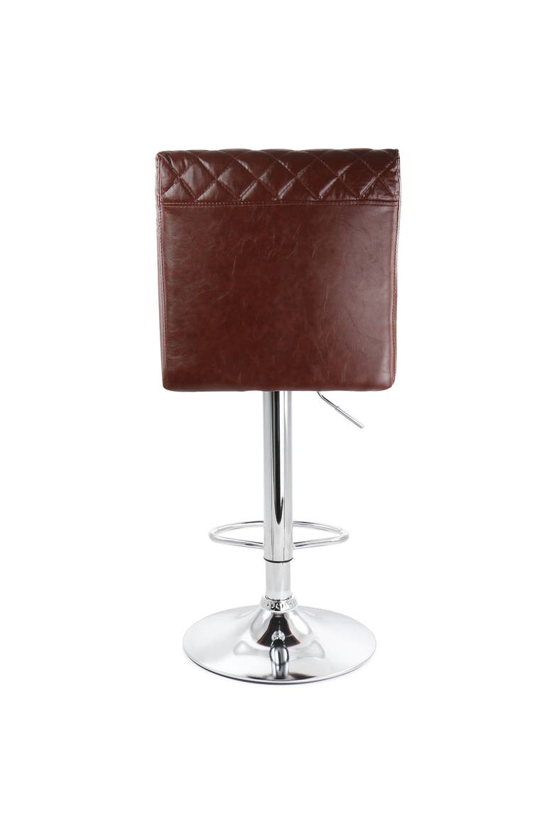 2 Piece Adjustable Tufted Faux Leather Bar Stool, Alternate, color, Cherry