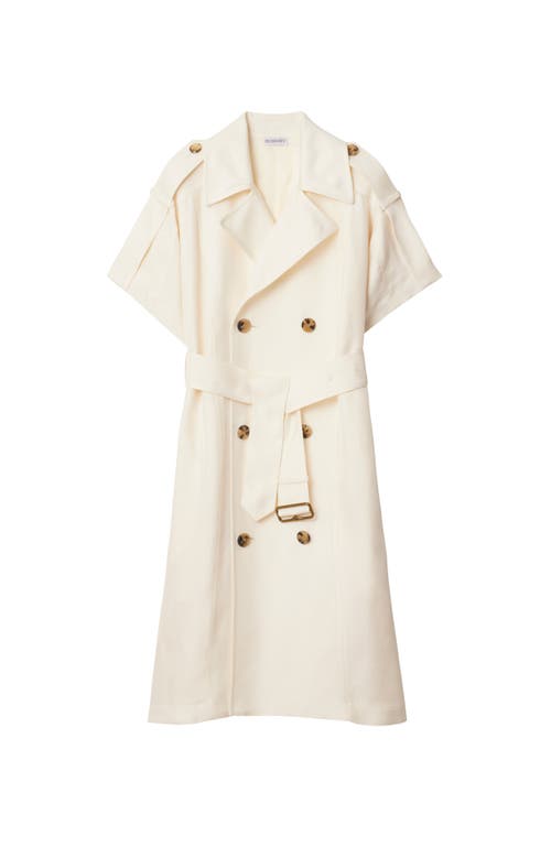 Burberry Waist Belted Short Sleeves Epaulettes Lapels In Pelican