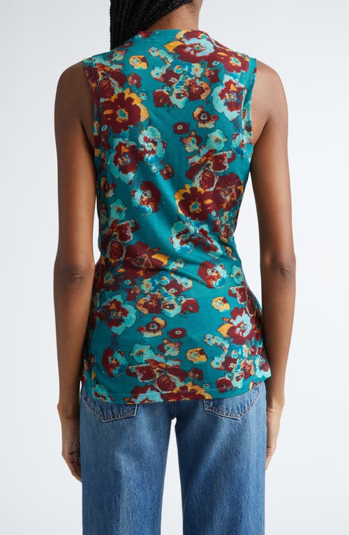 Ulla Johnson Naia Floral Print Sleeveless Top In Jade Floral