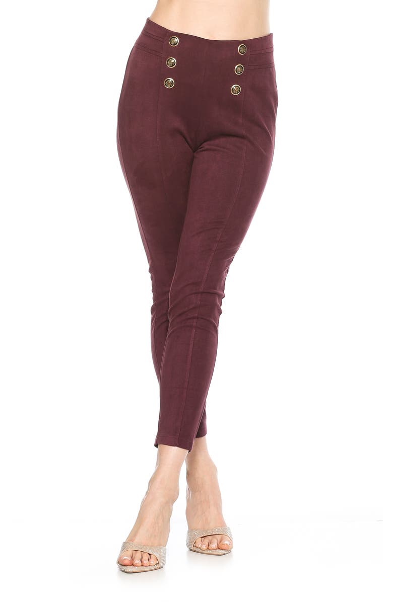 Alexia Admor Feyja Faux Suede Leggings, Alternate, color, Burgundy