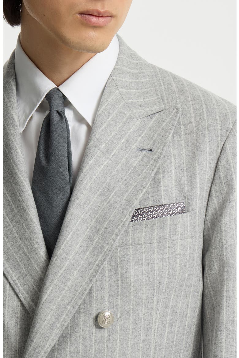 Silk geometric pattern pocket square, Alternate, color, Grey