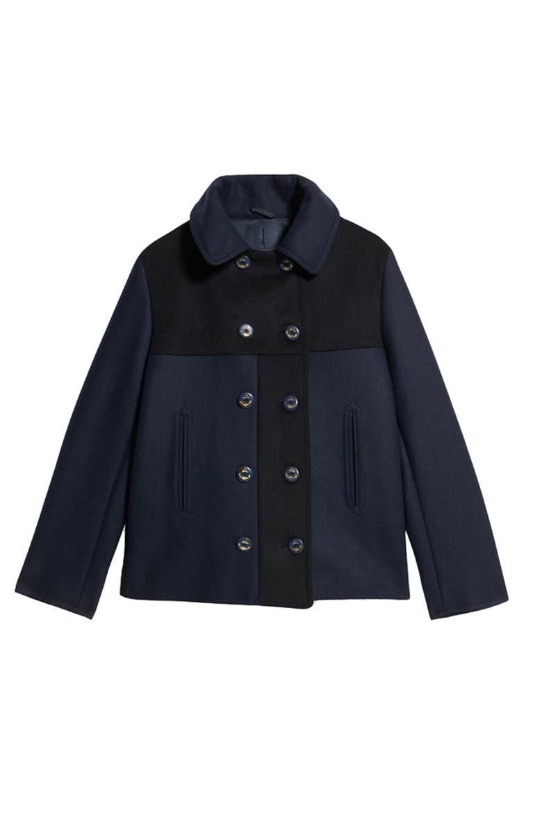 Patchwork Wool Caban Jacket, Main, color, Navy Blue
