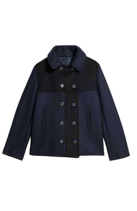 Patchwork Wool Caban Jacket