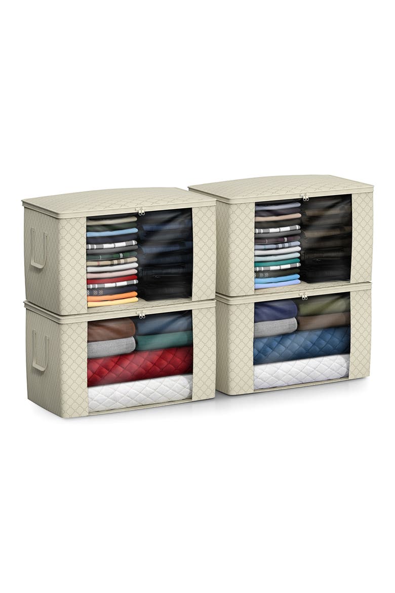 Set of 4 Foldable Storage Organizers, Alternate, color, BEIGE