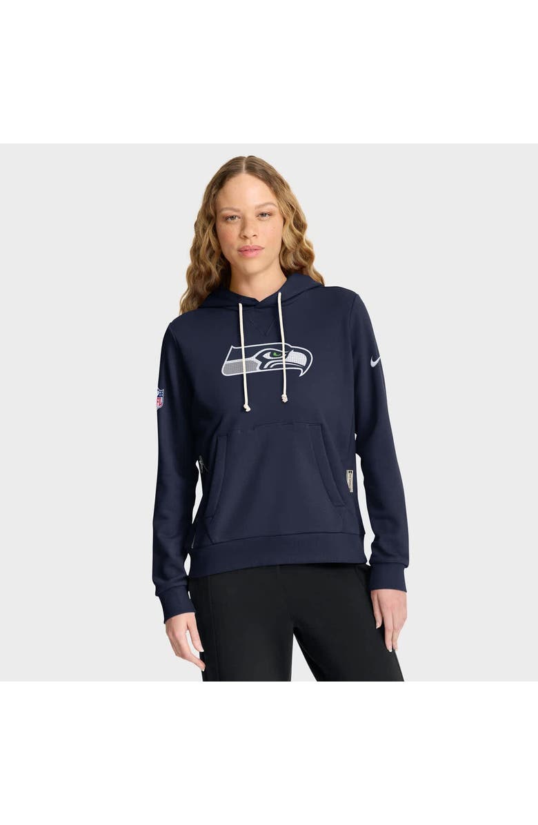 Nike Women's Nike College Navy Seattle Seahawks Sideline Standard Issue Initial Home Dri-FIT Hoodie, Main, color, College Navy
