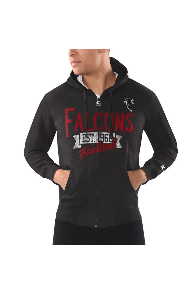 Men's Starter Black Atlanta Falcons Gridiron Classics Post Season Full-Zip Hoodie, Alternate, color, Black