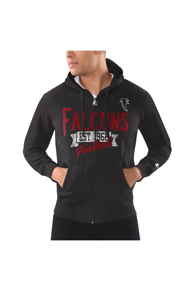 STARTER Men's Starter Black Atlanta Falcons Gridiron Classics Post Season Full-Zip Hoodie, Alternate, color, Black