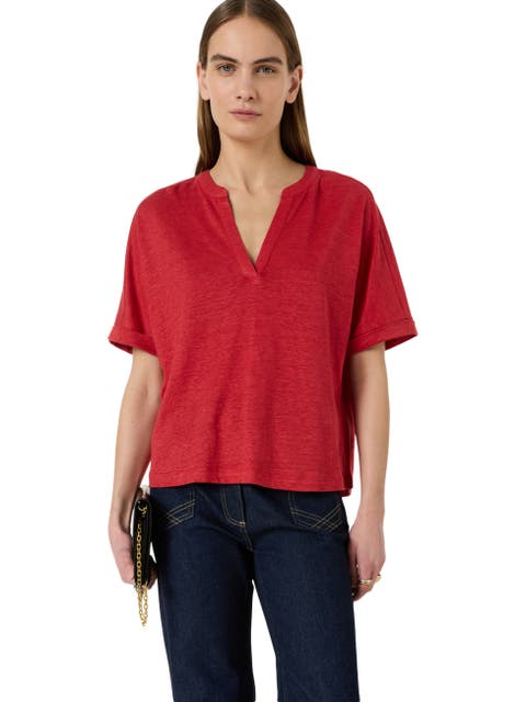 Miora Linen V-Neck  T-Shirt
