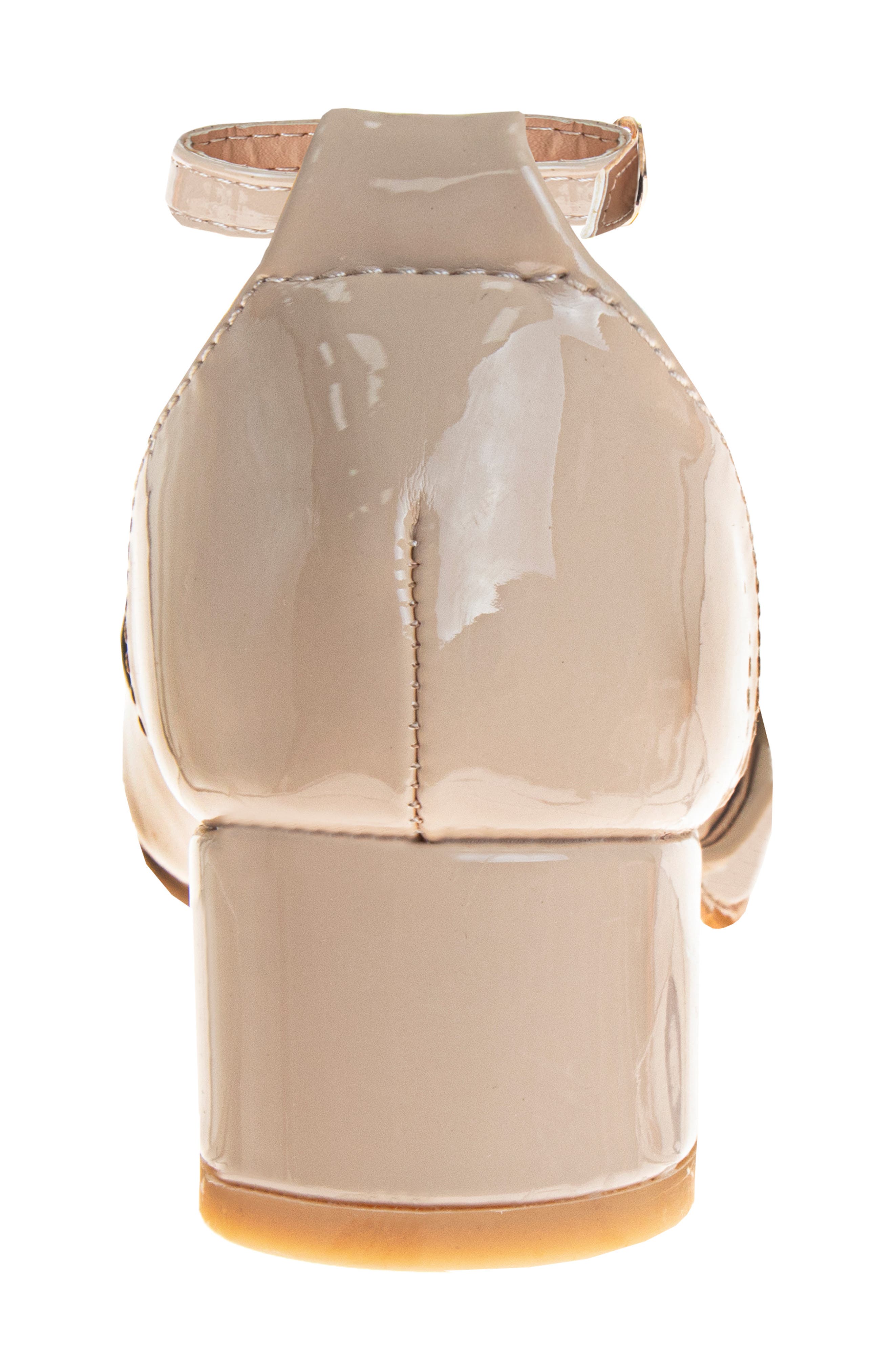 Kids' Ankle Strap Block Heel Pump, Alternate, color, BEIGE PATENT