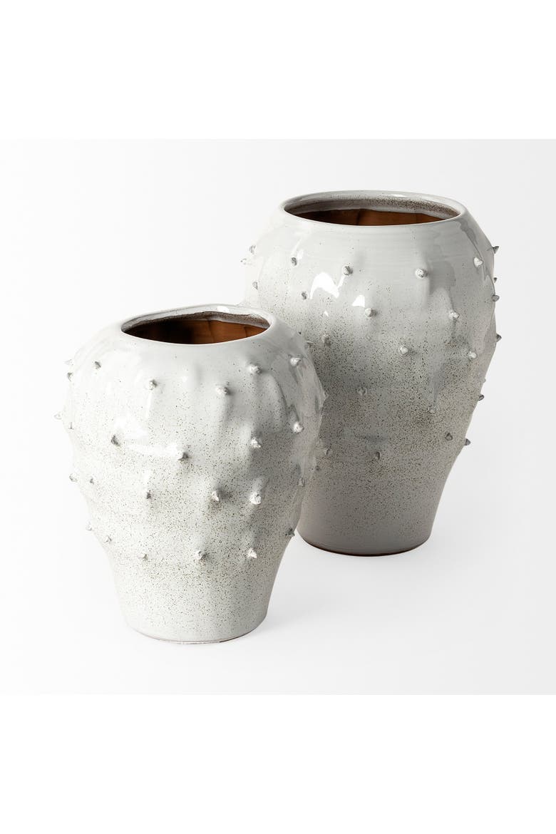 Julian Glossy  Ceramic Spoked Vase, Alternate, color, White