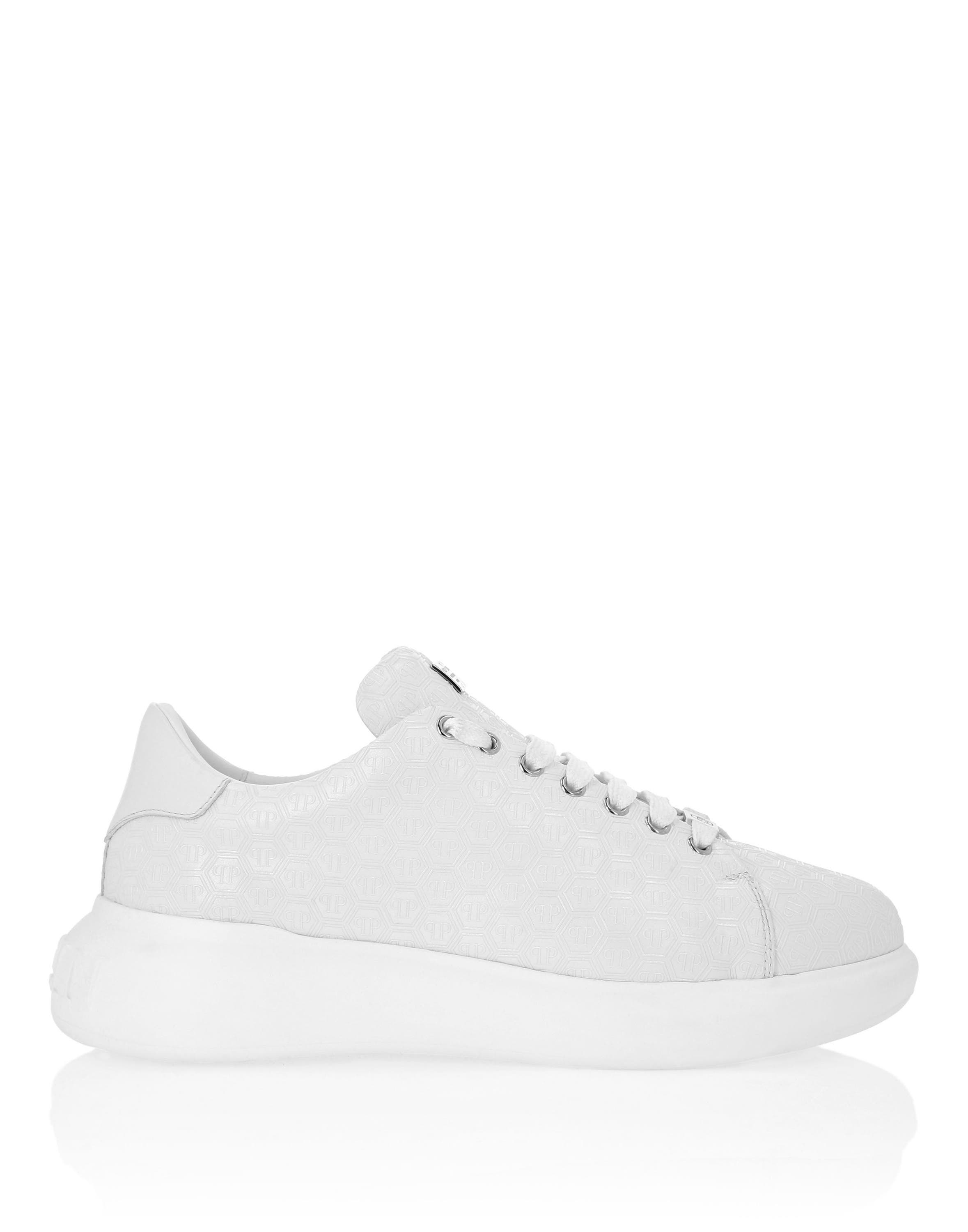 Nappa Leather Low Top Sneakers Monogram Unisex, Alternate, color, white
