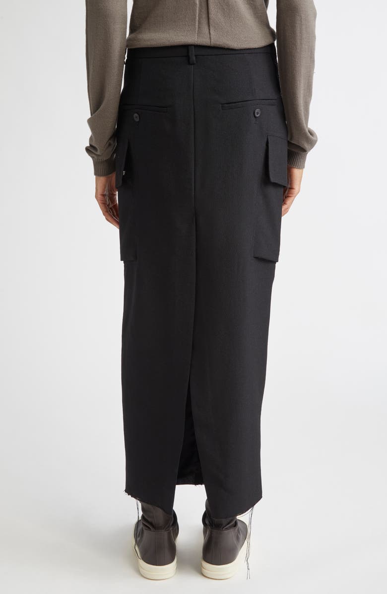 Rick Owens Firbanks Virgin Wool Twill Cargo Skirt, Alternate, color, Black