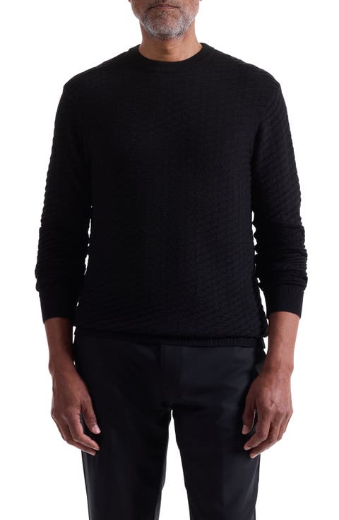 Pyramid Stitch Merino Wool & Silk Crewneck Sweater