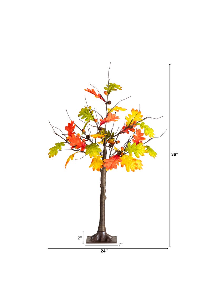 3-ft Pre-Lit Autumn Maple Artificial Fall Tree with Pinecones, Acorns and 36 Warm White LED Lights, Alternate, color, Multi
