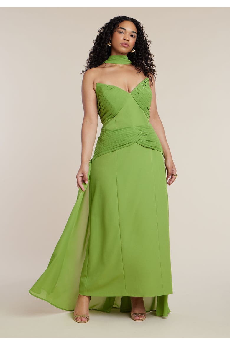Train Detail Strapless Gown, Alternate, color, PERIDOT