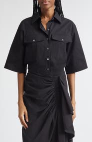 Michael Kors Collection Safari Washed Cotton Poplin Camp Shirt