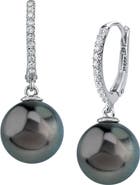 The Pearl Source Tahitian South Sea Pearl & Diamond Huggie Aurora Leverback Earrings