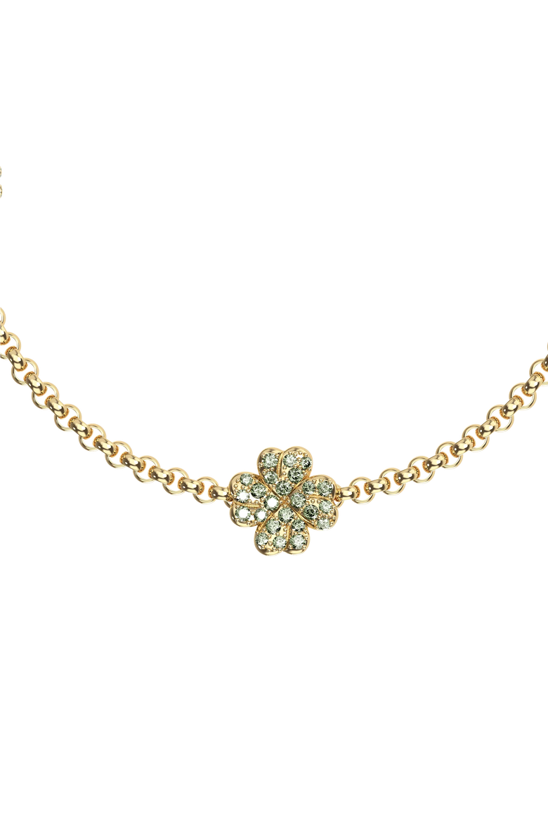 PASCAL Lucky Clover 5 motifs Bracelet, Green Diamond Pavé, Main, color, Gold / Green Diamond