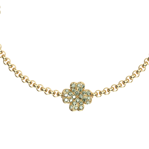 Lucky Clover 5 motifs Bracelet, Green Diamond Pavé